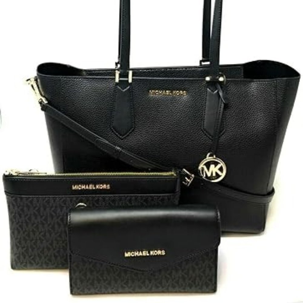 Michael Kors Kimberly Large Leather 3-in-1 Tote Bag Set